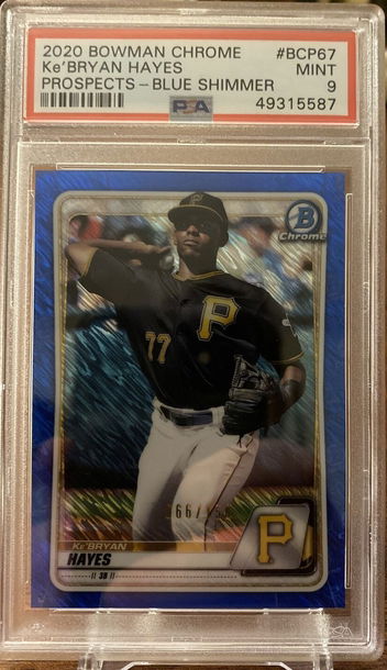 2020 Bowman Chrome Ke’Bryan Hayes Prospect Blue Shimmer RC PSA9 #'d /150 POP 1