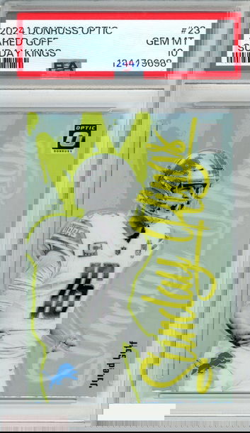 2024 PANINI DONRUSS OPTIC SUNDAY KINGS JARED GOFF #23 LIONS PSA 10 GEM MT