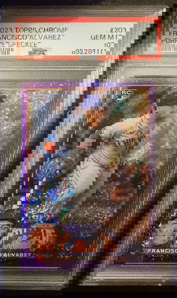 Francisco Alvarez 2023 Topps Chrome Purple Speckle Refractor RC /299PSA 10