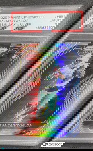 Tua Tagovailoa 2020 Chronicles Prizm Black Silver Rookie #PB2 Dolphins RC PSA 9