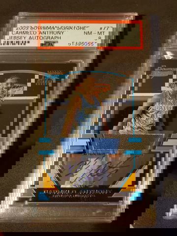 2003 Bowman Signature Jersey Auto 287/1170 Carmelo Anthony PSA 8
