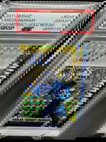 2021 Mosaic Rookie Autographs Carlos "Boogie" Basham Gold #7/10 - PSA 10