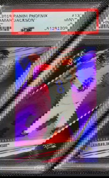 2019 Lamar Jackson Panini Phoenix PINK #13 Prizm SP /199 *Ravens* PSA 9 MINT