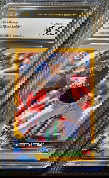 2018 Bowman Gold Miguel Andujar Rookie Card 19/50 CSG 9.5 Mint Plus