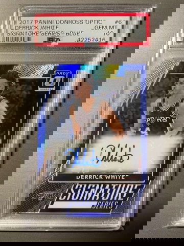 2017 Optic Blue Derrick White Rookie Auto /25 PSA 10