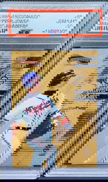 1996 Pinnacle Aficionado MAGIC NUMBERS WOOD Chipper Jones PSA 10 GEM MINT!