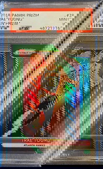 2018 Prizm Trae Young Green Prizm Rookie #78 PSA Mint 9