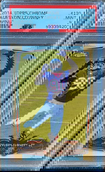 2014 JADEVEON CLOWNEY Topps Chrome Jumping PSA 9 Mint Rookie RC #120