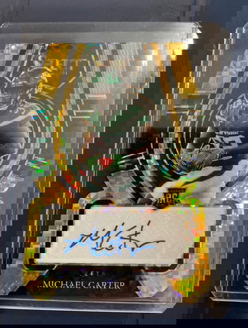 Michael Carter 2021 Panini Select Lot. Gold die cut 3/10 rookie autograph and blue field level 48/49 RCs!,