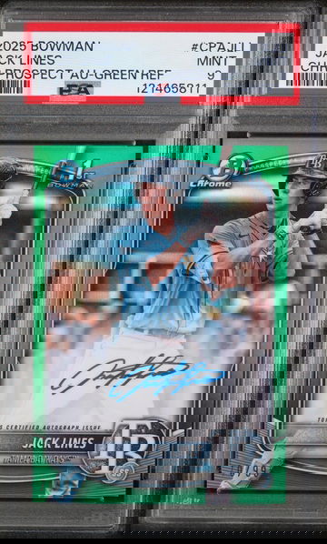 2025 Bowman Chrome Green Refractor Jack Lines #CPA-JLI Auto /99 PSA 9