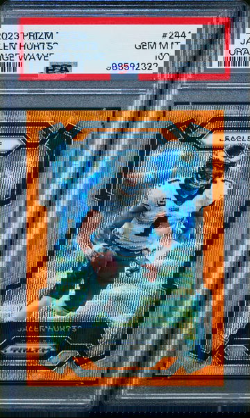 2023 Jalen Hurts Panini Prizm Orange Wave 20/60 PSA 10 GEM #244 SP