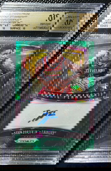 2019 Prizm Kevin Porter Jr Rookie Penmanship Green Ice #15/16 BGS 10/10 PRISTINE