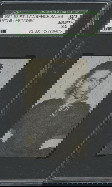 1952-53 St. Lawrence Sales #75 Gilles Dube Sherbrooke Saints SGC 92 NM/MT+ 8.5