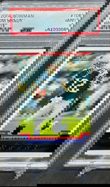 Tom Brady 2004 Topps Bowman White Parallel /165 #106 Patriots PSA 9