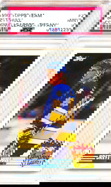 1990 Topps Tiffany #2 Brett Hull Scoring Leaders PSA 8 LOW POP 8!