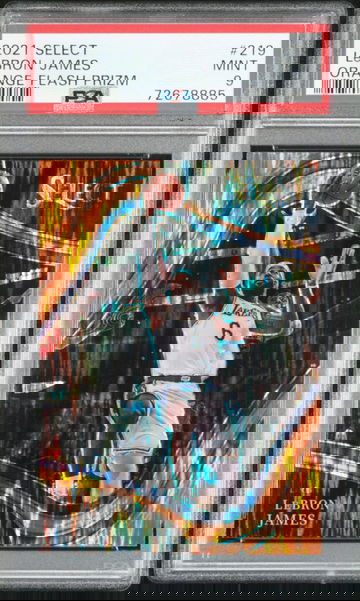 2021 Panini Select #219 Lebron James - Courtside Orange Flash Prizm | PSA 9