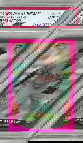 2013 Bowman Chrome Pink Refractor Manny Machado RC #205 *PSA 9* /35 San Diego Padres
