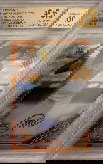 2019 Bowman Marco Luciano - BGS 9.5 Chrome Prospect True Orange Gem Auto - San Francisco Giants 