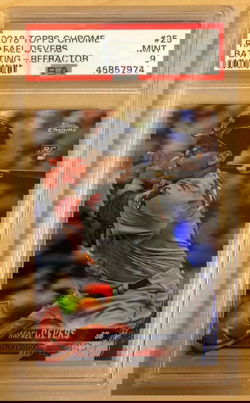 Rafael Devers - 2018 Topps Chrome REFRACTOR #25  - Rookie - Batting - PSA 9 Mint