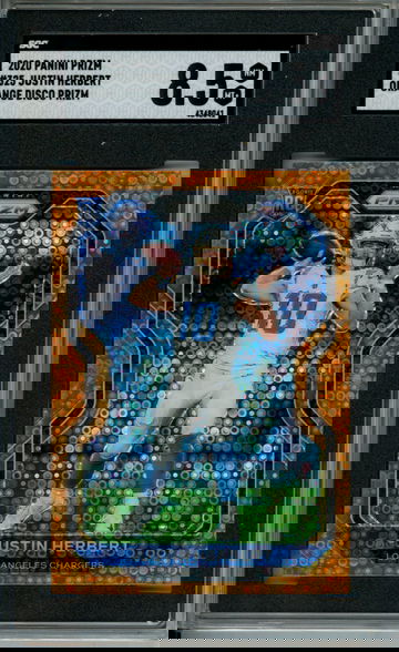 2020 PANINI PRIZM JUSTIN HERBERT ORANGE DISCO Rookie SGC 8.5 NM-MT+ NEAR MINT-MINT+ Chargers