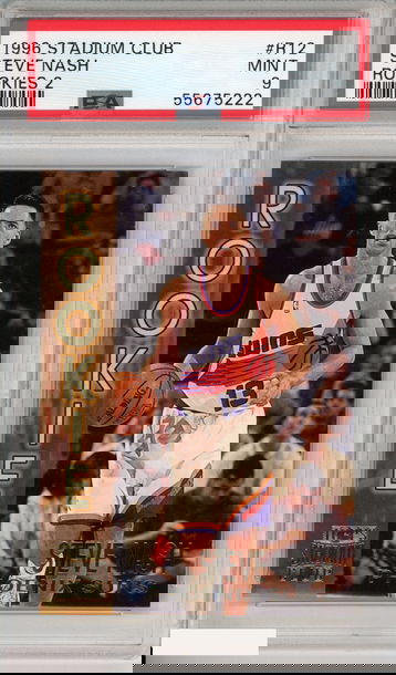 1996 STADIUM CLUB STEVE NASH #R12 ROOKIES 2 PHOENIX SUNS HOF RC PSA 9 MINT