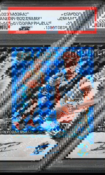 2023 Panini Mosaic Collage Blue Brandin Podziemski #CM-POD RC Auto /49 PSA 10