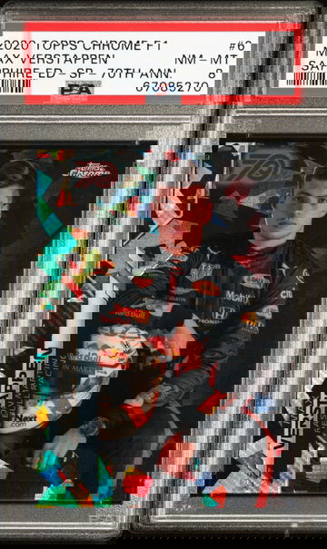 2020 Topps Chrome Formula 1 F1 Sapphire Max Verstappen /70 70th Anniversary Variation PSA 8