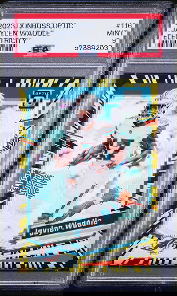 2023 Panini Donruss Optic Electricity Jaylen Waddle #116 /69 PSA 9