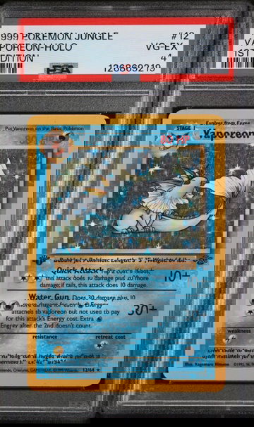 1999 Pokemon Jungle 1st Edition Holo Vaporeon #12 PSA 4
