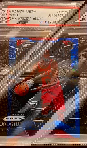 2019-20 Panini Prizm Coby White #253 Fast Break BLUE Prizm /175 PSA 10 RC BULLS