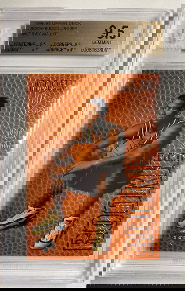 1996 Upper Deck Rookie Exclusives Ray Allen RC Card #R7 BGS 9.5 Gem Mint Bucks Celtics Heat