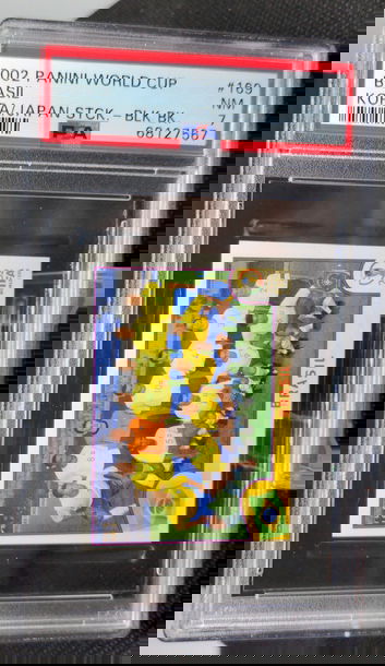 2002 Panini World Cup Korea Japan Ronaldinho Rookie RC Black Back Brazil PSA 7