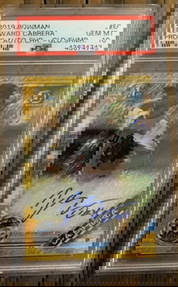 2019 Bowman Chrome Gold Shimmer Auto Edward Cabrera /50 PSA 10 Gem Mint