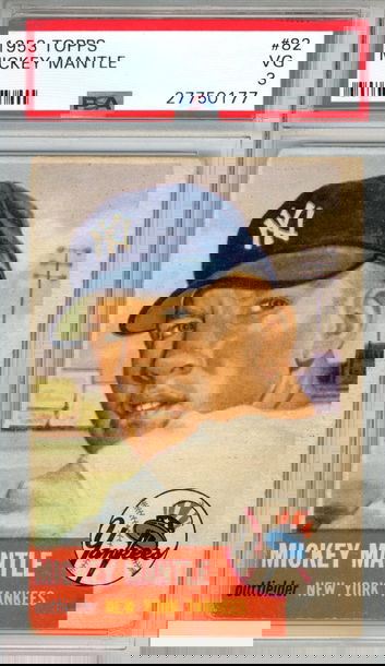 1953 TOPPS MICKEY MANTLE #82 NEW YORK YANKEES HOF PSA 3 VG