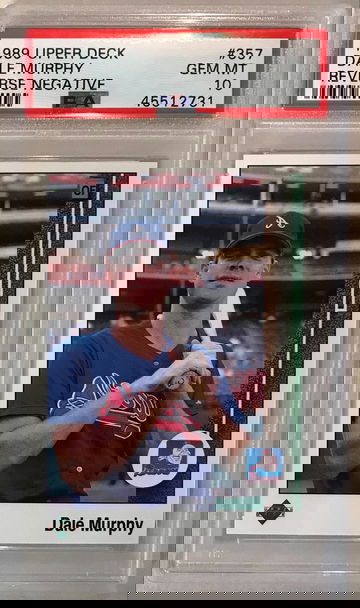 Dale Murphy 1989 Upper Deck #357 ERROR - Reverse Negative - PSA 10 Gem Mint