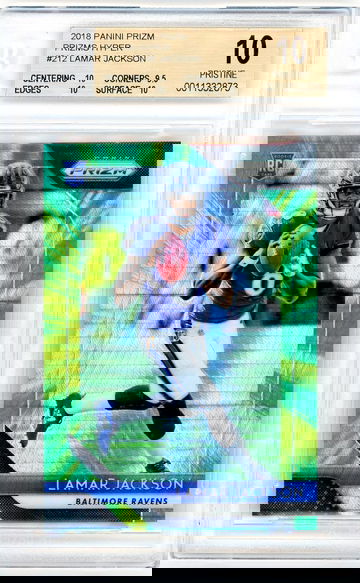 Lamar Jackson 2018 Panini Prizm Hyper Refractor Rookie RC /275 BGS 10 Pristine Ravens