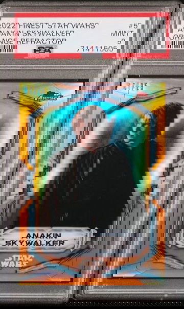 2022 Topps Finest Star Wars 5 Anakin Skywalker Orange Refractor PSA 9