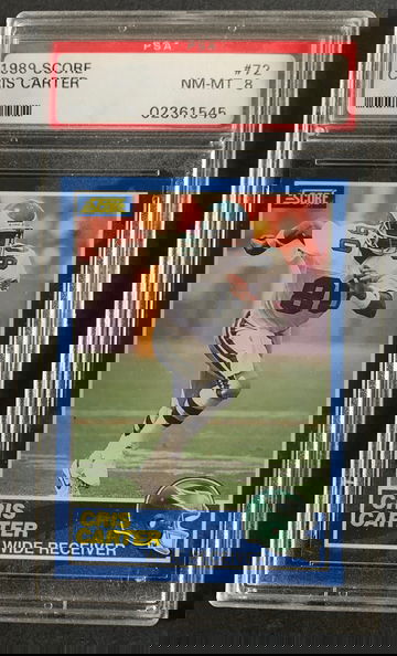 1989 Score HOF Cris Carter RC #72 PSA 8 NM-MT