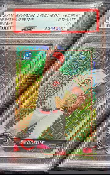 2018 Bowman Chrome Prospects Mega Box Mojo Refractor Hunter Greene #BCP48 PSA 10 GEM MINT