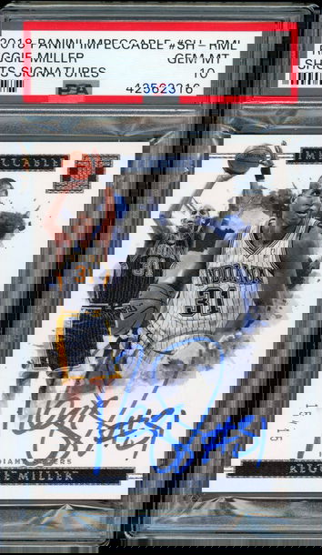 Reggie Miller 2018-19 Panini Impeccable Shots Auto #'d 15/15 PSA 10 GEM MINT Pacers