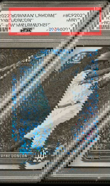 2022 Bowman Chrome 1st Black & White Mini Diamond Rayne Doncon Dodgers PSA 9 Highest POP