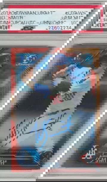 2016 Bowman Draft Chrome Prospects Will Smith Orange Trfractor Auto #/25 PSA 10