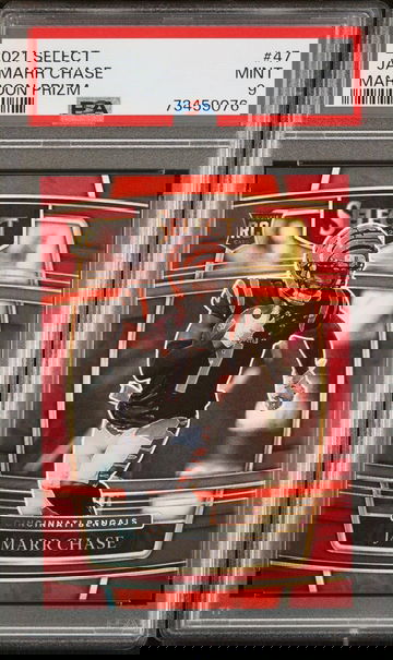 2021 Panini Select Prizm Maroon Ja'Marr Chase #47 /149 PSA 9