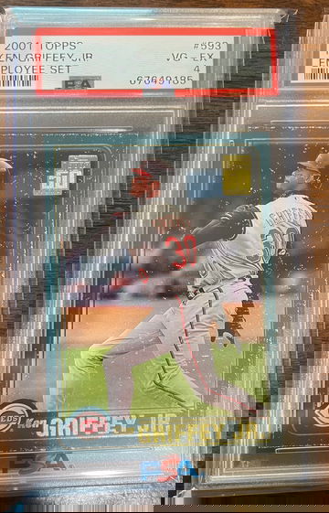 KEN GRIFFEY JR 2001 TOPPS BASEBALL EMPLOYEE SET #593 PSA 4 CINCINNATI REDS