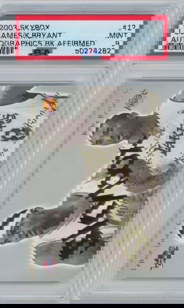 2003-04 Skybox Autographics Rookies Affirmed Kobe Bryant Lebron James PSA 9