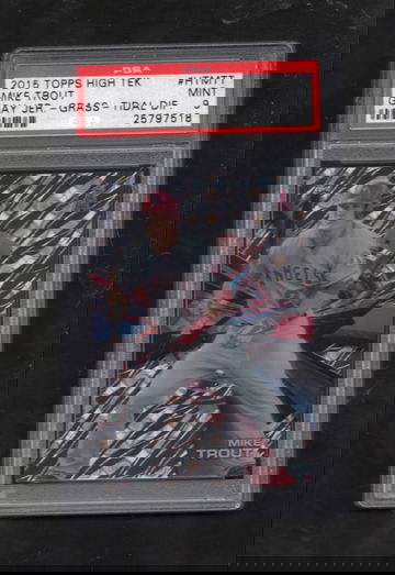 2015 Topps High Tek HTMTT Mike Trout Gray Jersey - Grass - Tidal Diffractor LOW POP PSA 9 MINT