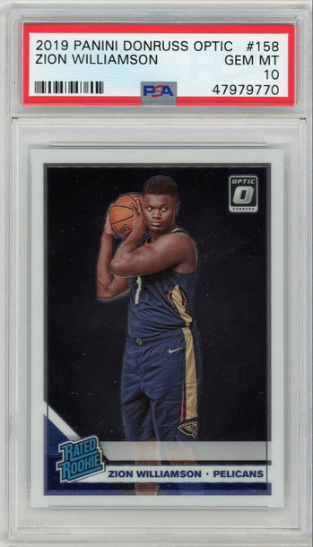 Zion WIlliamson 2019-20 Panini Donruss Optic #158 PSA 10 Gem Mint Rookie Card RC Pelicans BGS 9.5