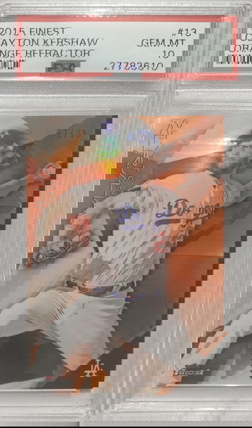 2015 Topps Finest Clayton Kershaw Orange Refractor #/25