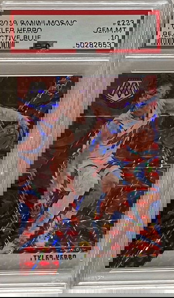 2019 Panini Mosaic Tyler Herro Reactive Blue Rookie RC #223 PSA 10