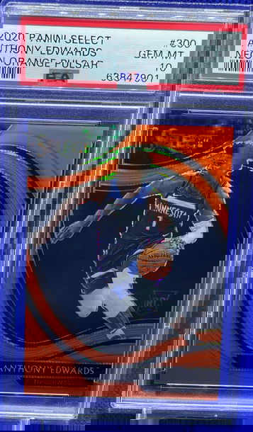 2020-21 PANINI SELECT ANTHONY EDWARDS NEON ORANGE PULSAR COURTSIDE /15 PSA 10 GEM MINT